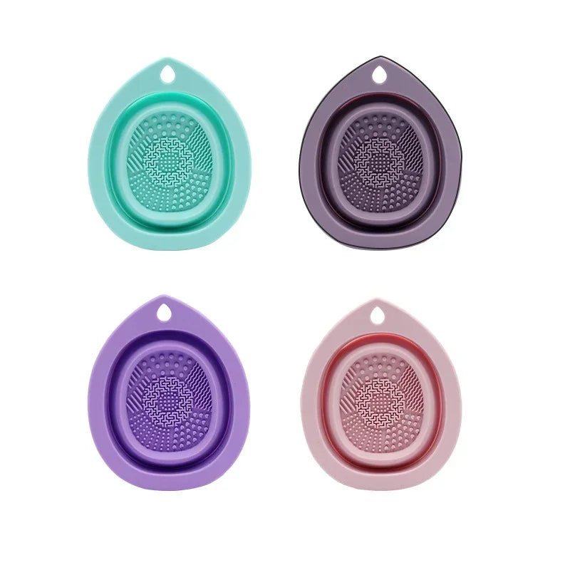 Foldable Silicone Makeup Brush Cleaning Bowl & Scrubber Brush Cleaning Bowl QXL