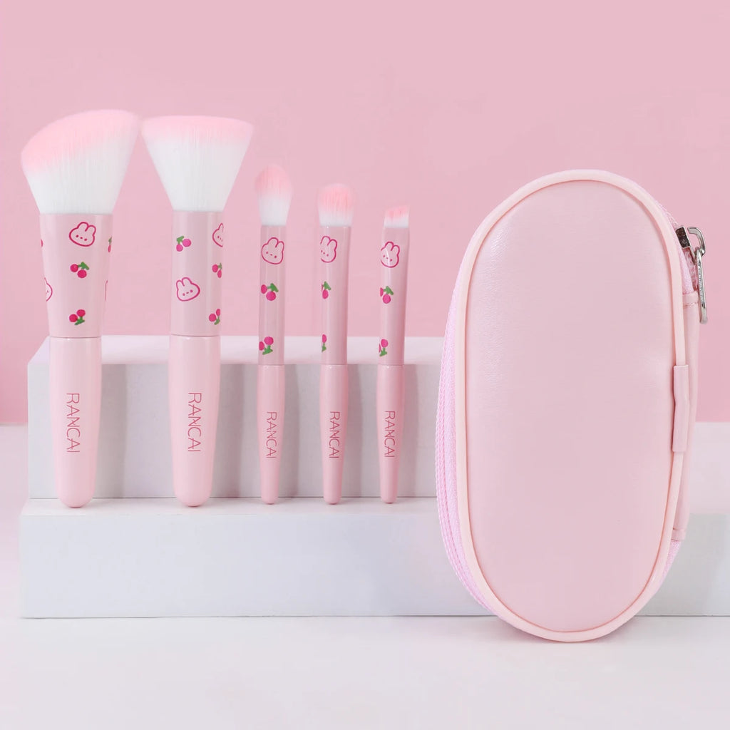 RANCAI 5-Piece Compact Makeup Brush Set with Case Makeup Brush Set QXL