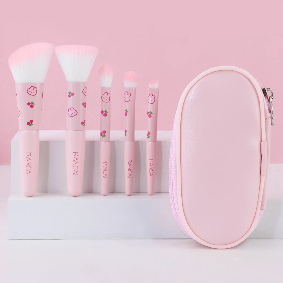 RANCAI 5-Piece Compact Makeup Brush Set with Case Makeup Brush Set QXL