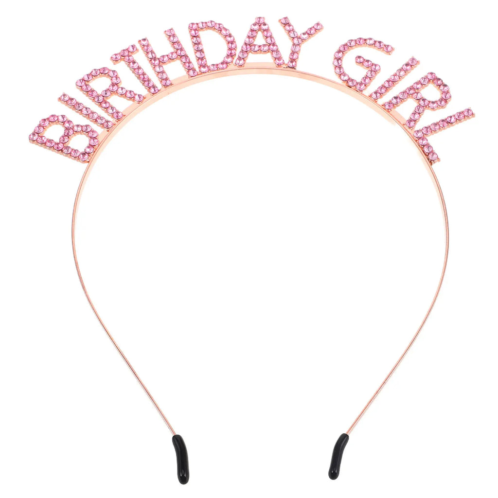 Pink Rhinestone Princess Crown Headband | Birthday Tiara Girls Birthday Crown Headband QXL