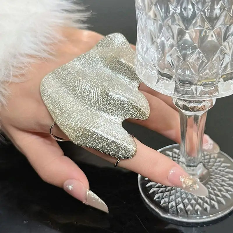 3D Irregular Texture Wide Band Statement Ring | Adjustable Statement Ring QXL