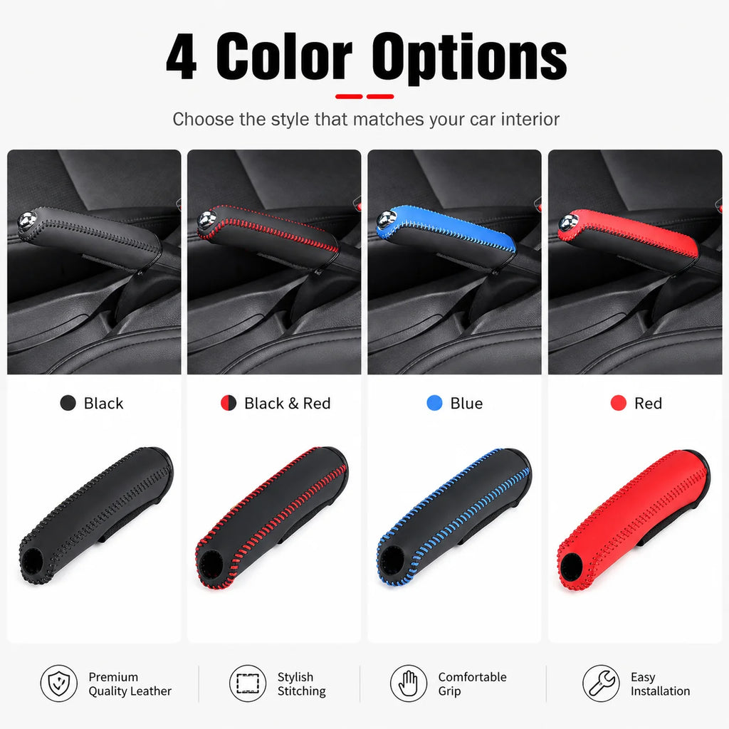 Leather Car Handbrake Cover | Anti-Slip Grip Sleeve Protector Handbrake Cover QXL