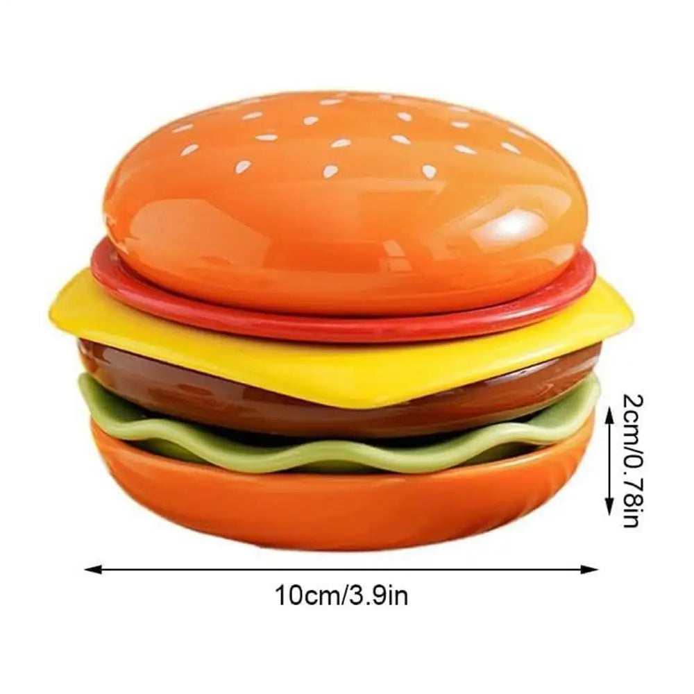 6-Pc Stackable Burger Plate Set | Mini Sauce & Dipping Bowls Novelty Plate Set QXL 1 set