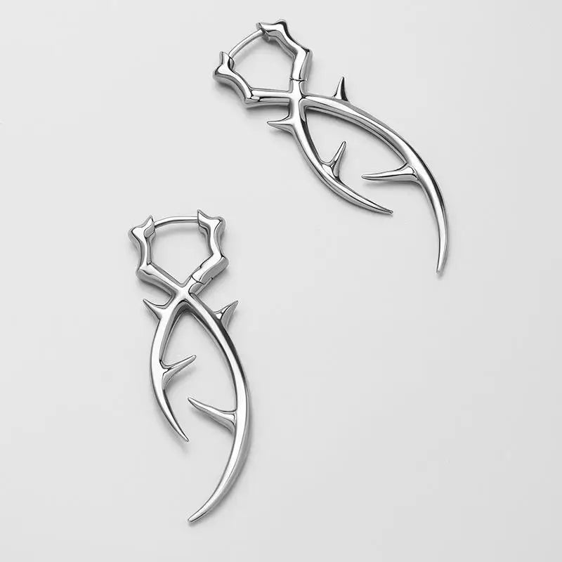 Punk Goth Thorn Dangle Drop Earrings | Y2K Hip Hop Jewelry Dangle Drop Earrings QXL 1Pair