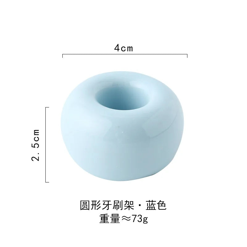 Ceramic Donut Toothbrush Holder & Bathroom Storage Stand Toothbrush Holder QXL Blue