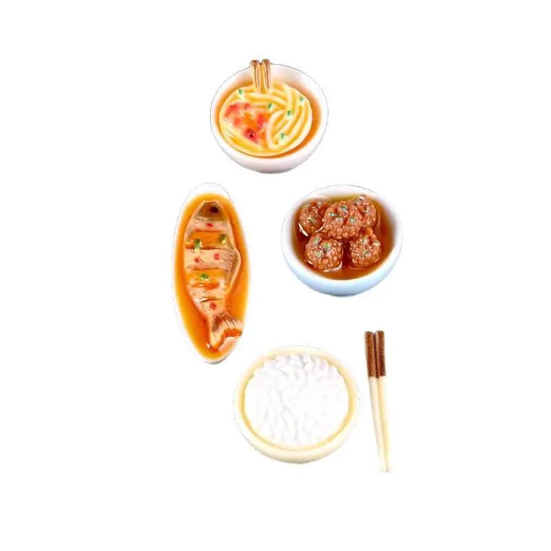 1/12 Dollhouse Miniature Chinese Food Dishes Set | DIY Decor Dollhouse Miniature Set QXL