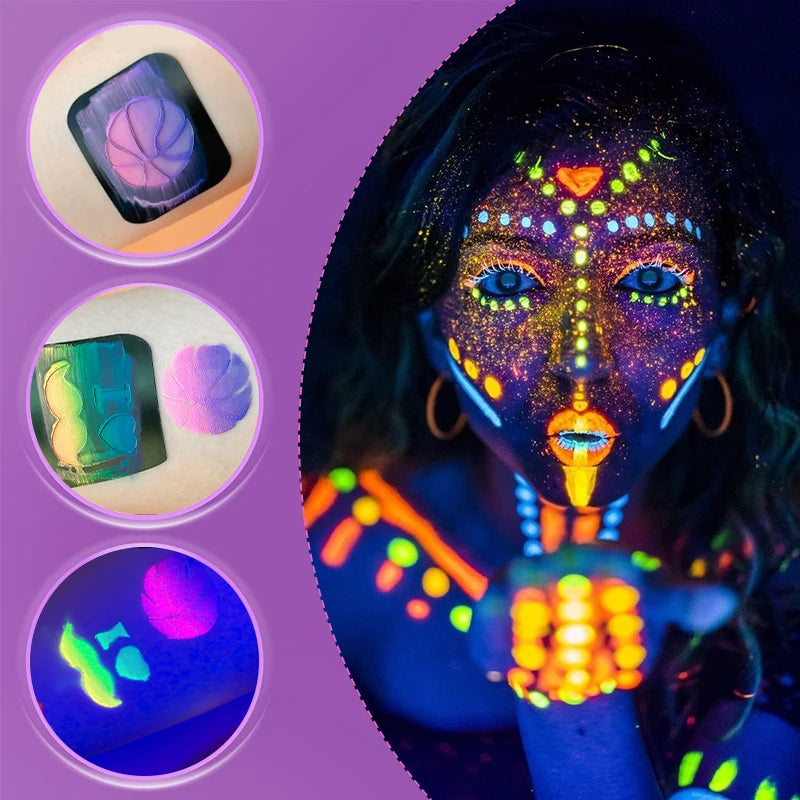 UV Glow Face & Body Paint – 8 Neon Colors, 10ml Tubes UV Body Paint QXL