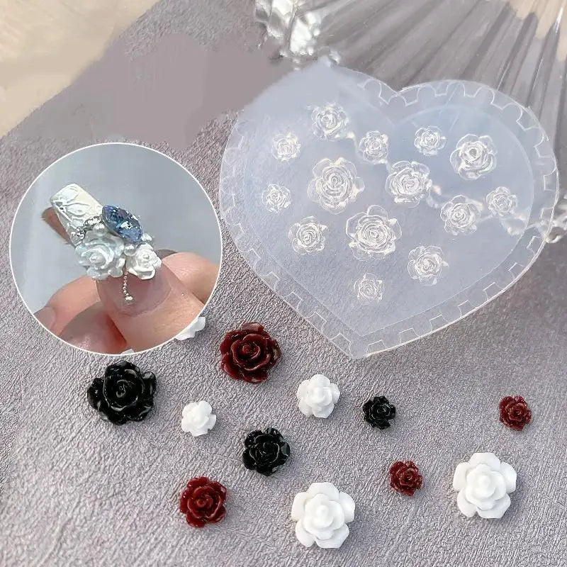 3D Petals Silicone Nail Mold | Heart & Bow Carving Stencil Silicone Nail Mold QXL