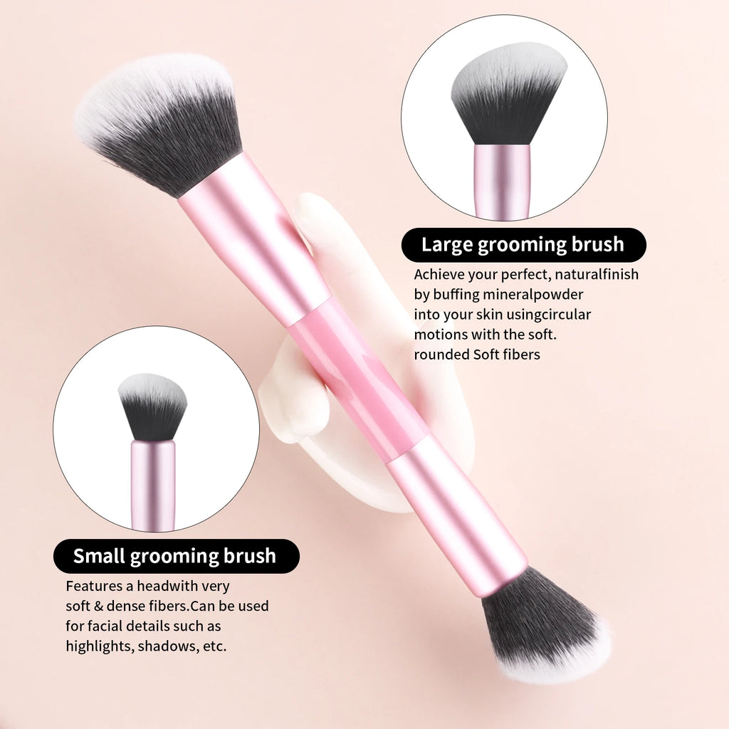 2-Pack Double-Ended Powder & Contour Makeup Brush Set Makeup Brush Set QXL