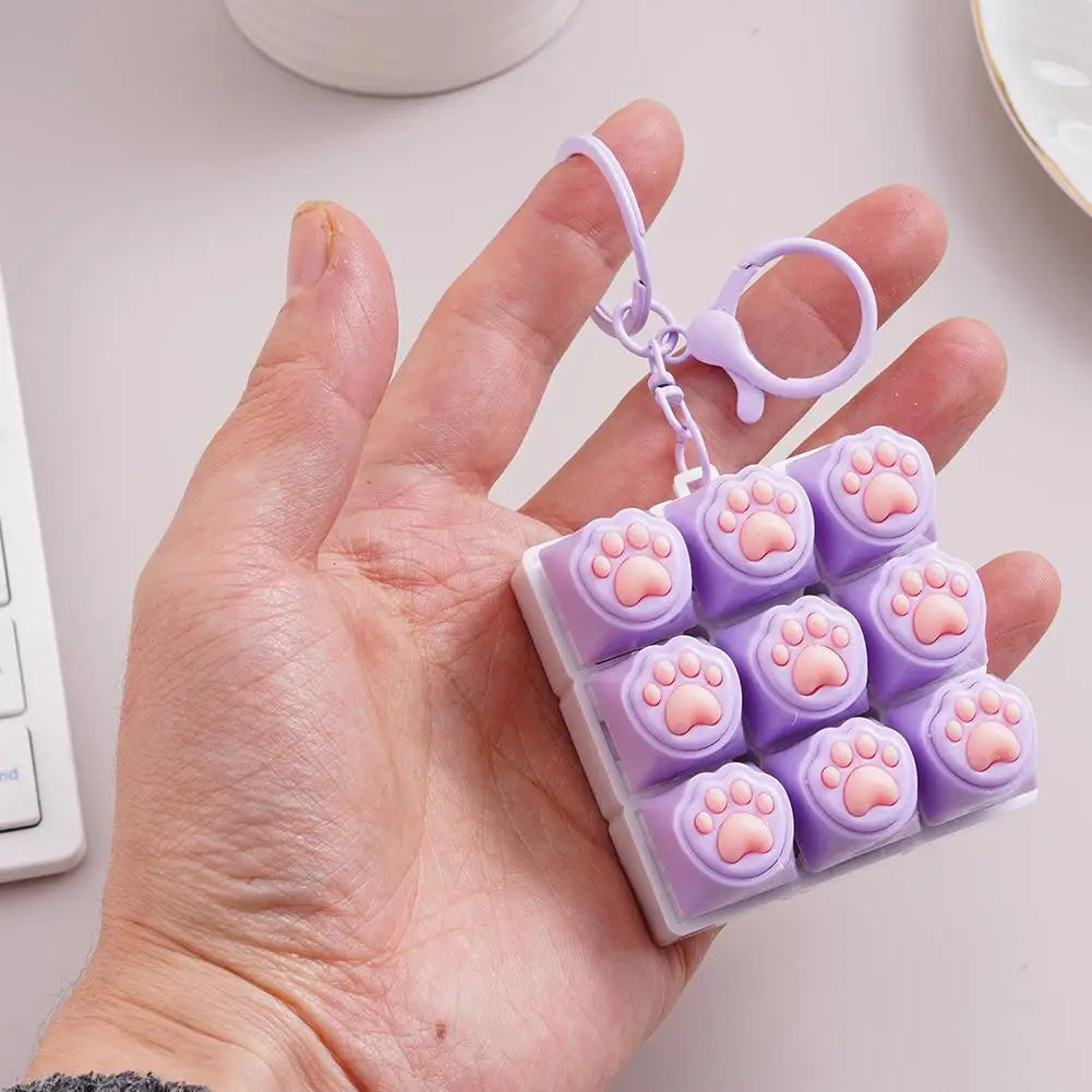 Mini Keyboard Fidget Clicker Toy | Paw Print Keycap Gadget Fidget Clicker Toy QXL