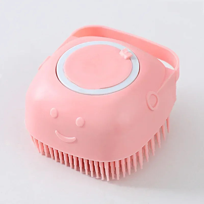 Silicone Pet Bath Brush with Hook | Dogs & Cats Grooming Pet Grooming Brush QXL Square Pink Silica FEL and PP