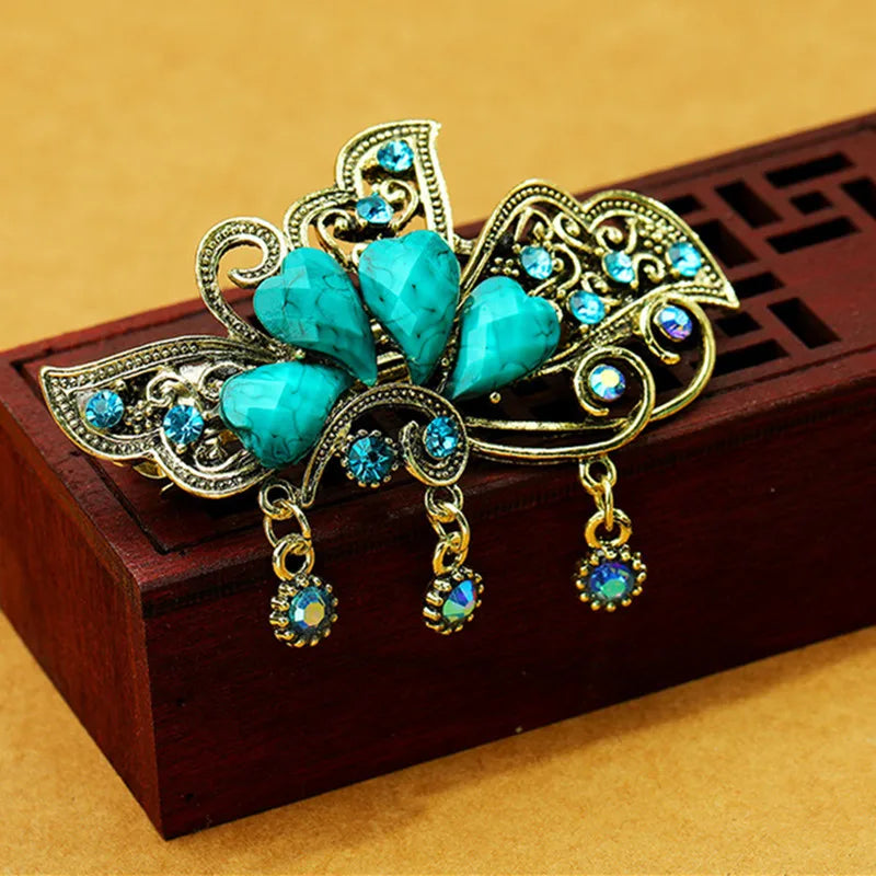 Women Rhinestone Butterfly Flower Hair Clips & Barrettes Decorative Hair Clips QXL