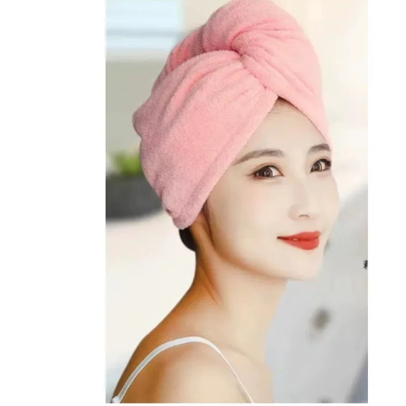 2-Pack Microfiber Coral Fleece Hair Drying Caps | Quick-Dry Towel Microfiber Hair Towel Cap QXL