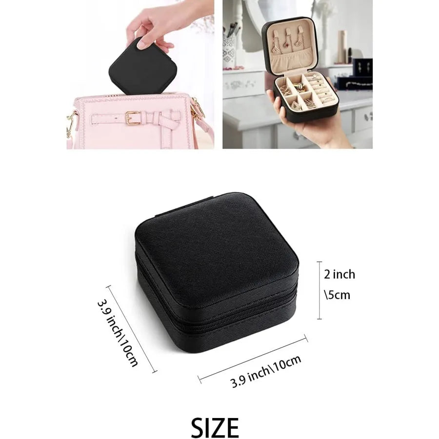 Portable Mini Travel Jewelry Box for Rings, Earrings & Necklaces Travel Jewelry Box QXL