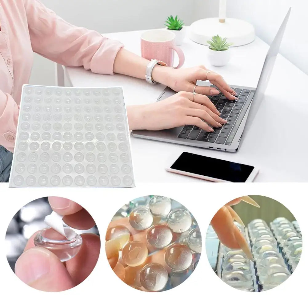 200-Pack Clear Silicone Keyboard Bump Dots | Nail-Friendly Keyboard Bump Dots QXL