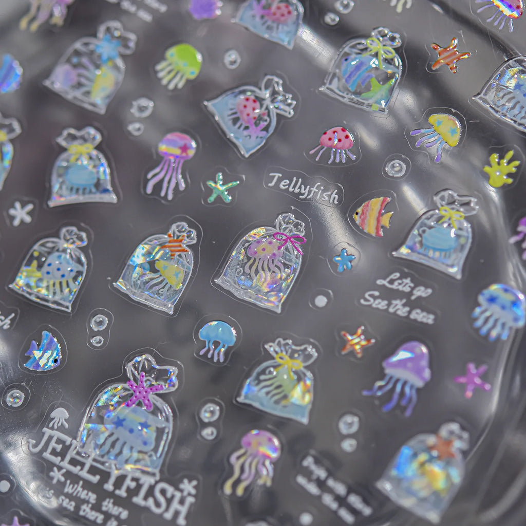 5D Ocean Nail Art Stickers | Mermaid Jellyfish Sea Decals Nail Art Stickers QXL