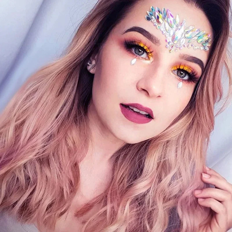 3D Crystal Face Gems Glitter Body Art Stickers | Festival Face Gem Stickers QXL