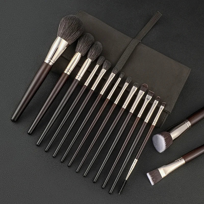 15-Piece Wool Makeup Brush Set | Eyeshadow, Foundation & More Makeup Brush Set QXL