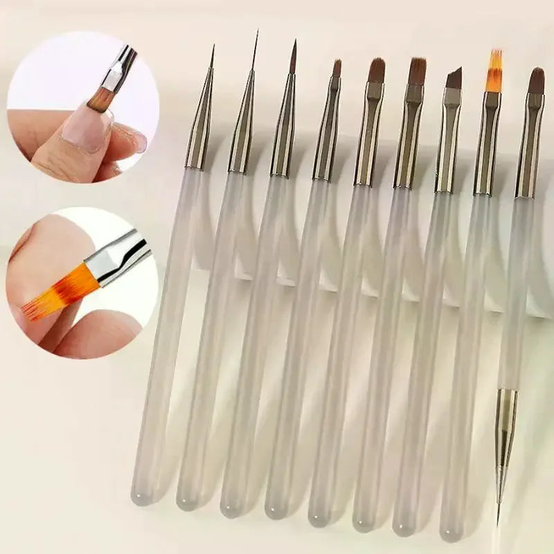 9-Piece UV Gel Nail Brush Set | 3D Carving Manicure Tools Nail Art Brush Set QXL