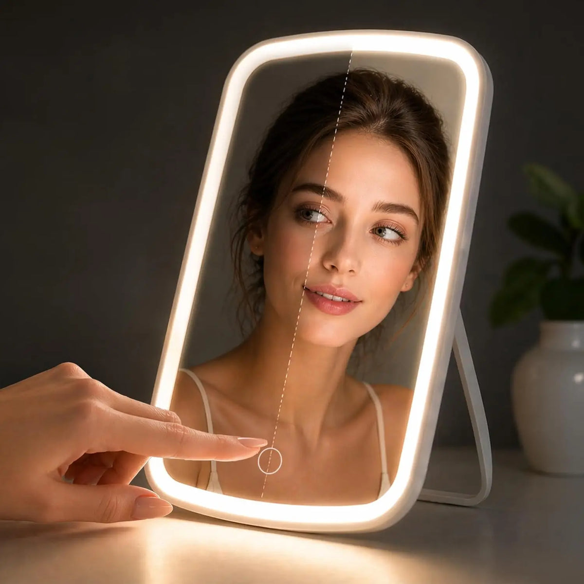 LED Makeup Mirror with Stand | 3-Colour Lights & Foldable LED Makeup Mirror QXL