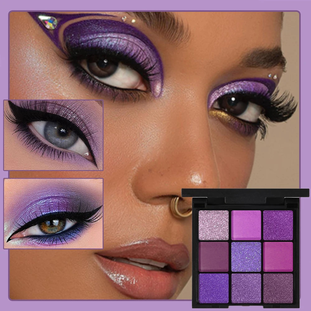 VERONNI 9-Color Eyeshadow Palette | Matte Shimmer Glitter Eyeshadow Palette QXL