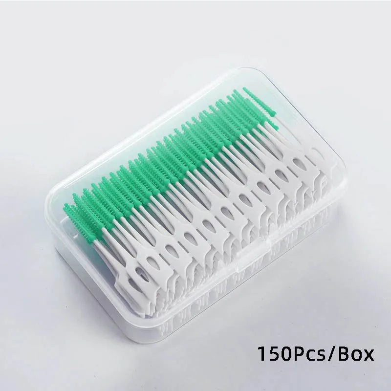 150/200-Pack Silicone Interdental Brushes | Adult Floss Picks Interdental Brush QXL M77 Green-150 Pcs