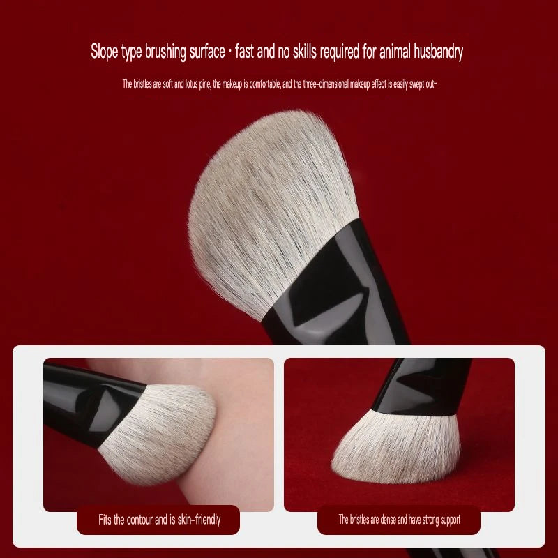 Angled Contour Face Brush | Goat & Fox Hair Wood Handle Contour Makeup Brush QXL