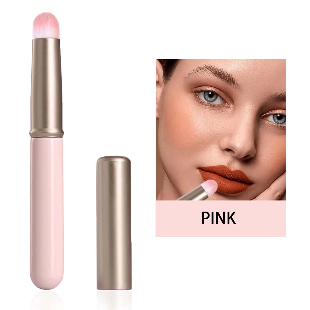 Soft Lip Brush with Cap | Round Tip Concealer Makeup Brush Lip Makeup Brush QXL pink