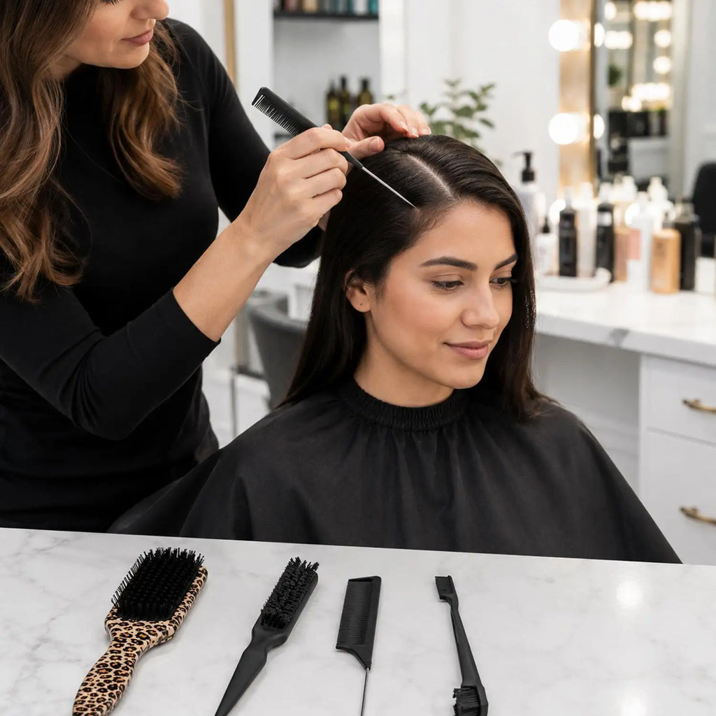 Curl Defining Brush Set | Edge Control, Teasing & Slick Back Hair Brush Set QXL