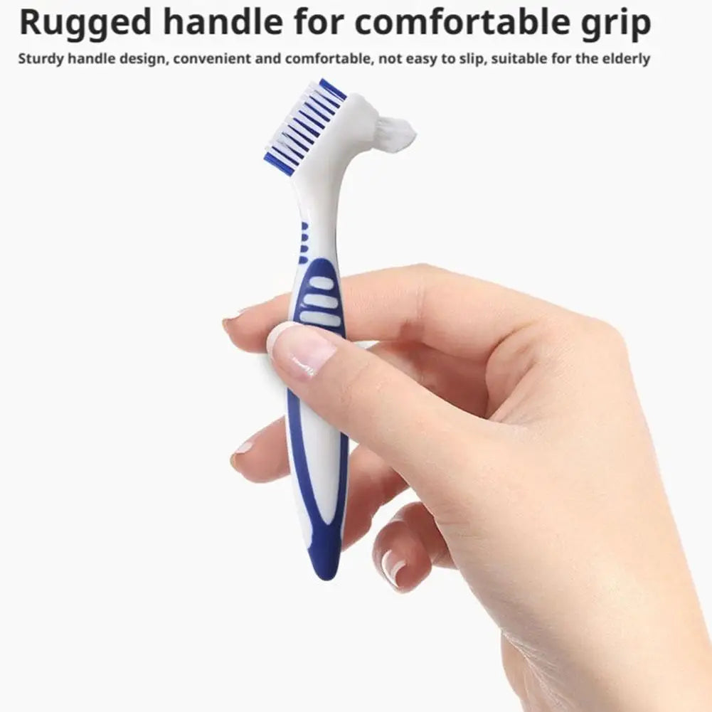Dual-Head Denture Toothbrush | Cleans False Teeth & Braces Denture Toothbrush QXL