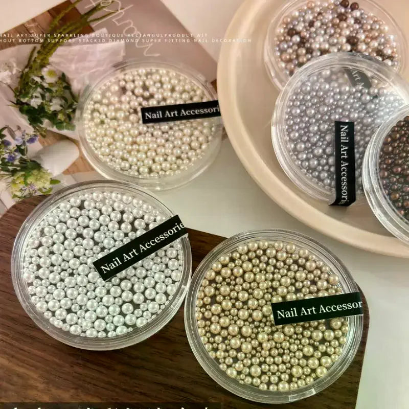 100-Pc Dopamine Color Pearl Nail Charms | DIY Resin Nail Art Nail Art Charms QXL