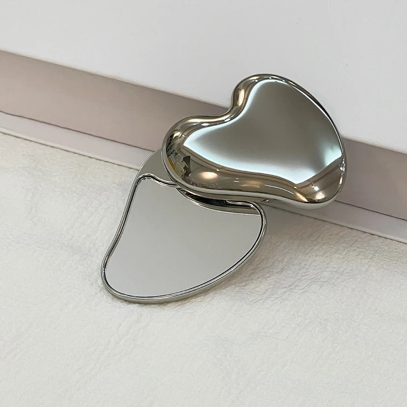 Heart Shape Portable Makeup Mirror | Handheld Cosmetic Mirror Handheld Makeup Mirror QXL 1pcs
