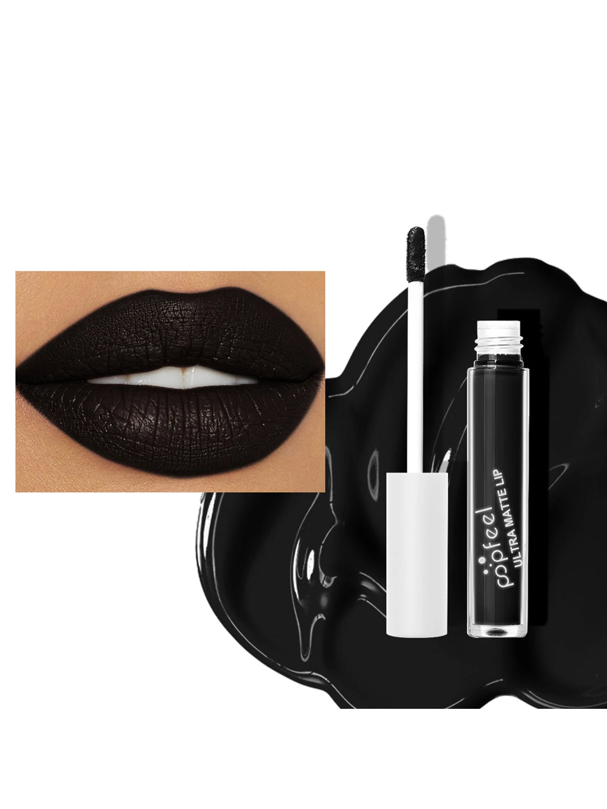 POPFEEL Black Lipstick & Lip Gloss Kit | Matte Long-Lasting Lip Makeup Kit QXL