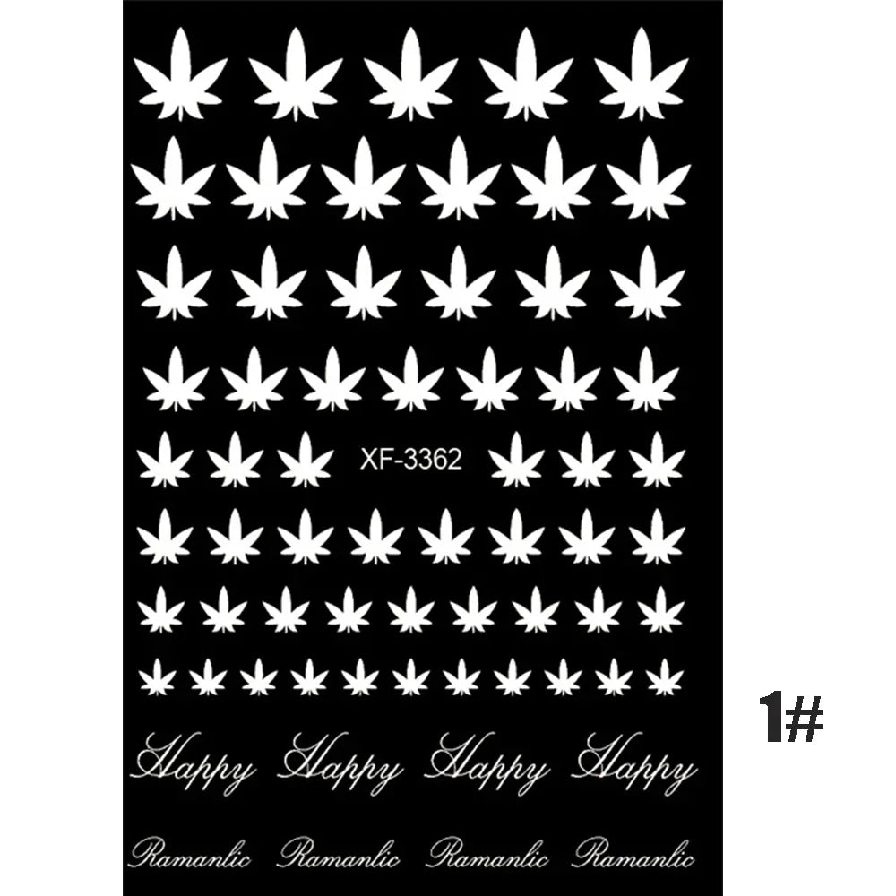 3D Holographic Leaf Nail Stickers | Self-Adhesive Decals Nail Art Stickers QXL 1