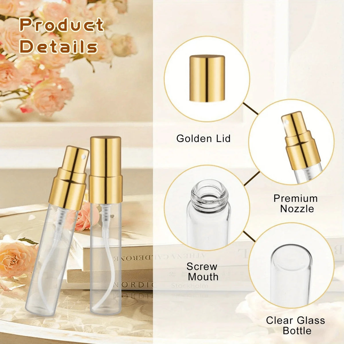 20-Pack Refillable Mini Glass Perfume Spray Bottles – 0.17oz Perfume Spray Bottle QXL