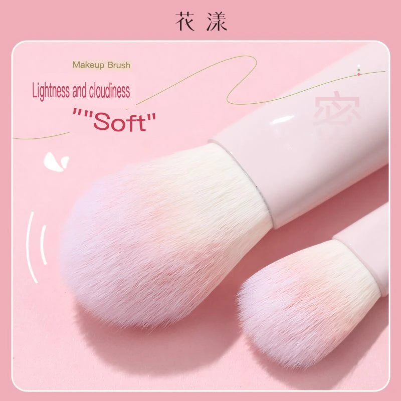 8-Pc Floral Peach Beginner Makeup Brush Set + Storage Bag Makeup Brush Set QXL