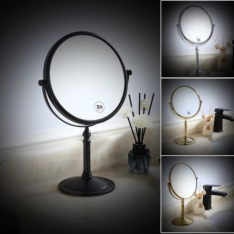360° Rotating Double-Sided Iron Desktop Makeup Mirror Desktop Makeup Mirror QXL