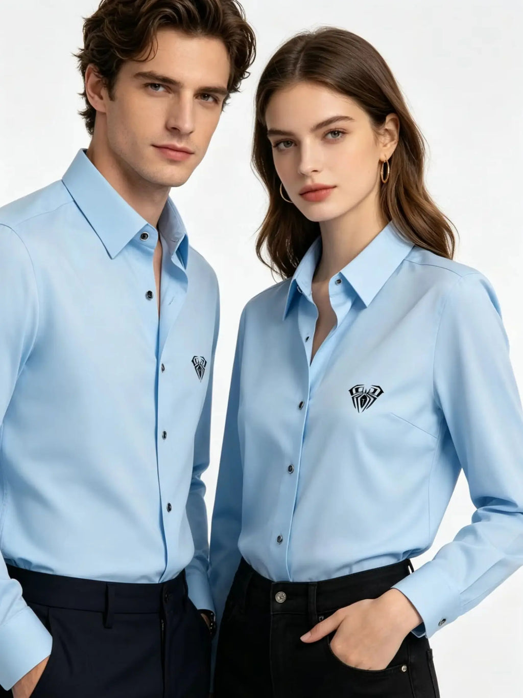 Men's Slim Fit Wrinkle-Resistant Long Sleeve Business Shirt Business Casual Shirt QXL