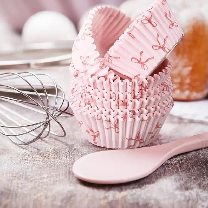 100-Pack Mini Pink Bow Cupcake Liners | Muffin Paper Cases Cupcake Paper Liners QXL