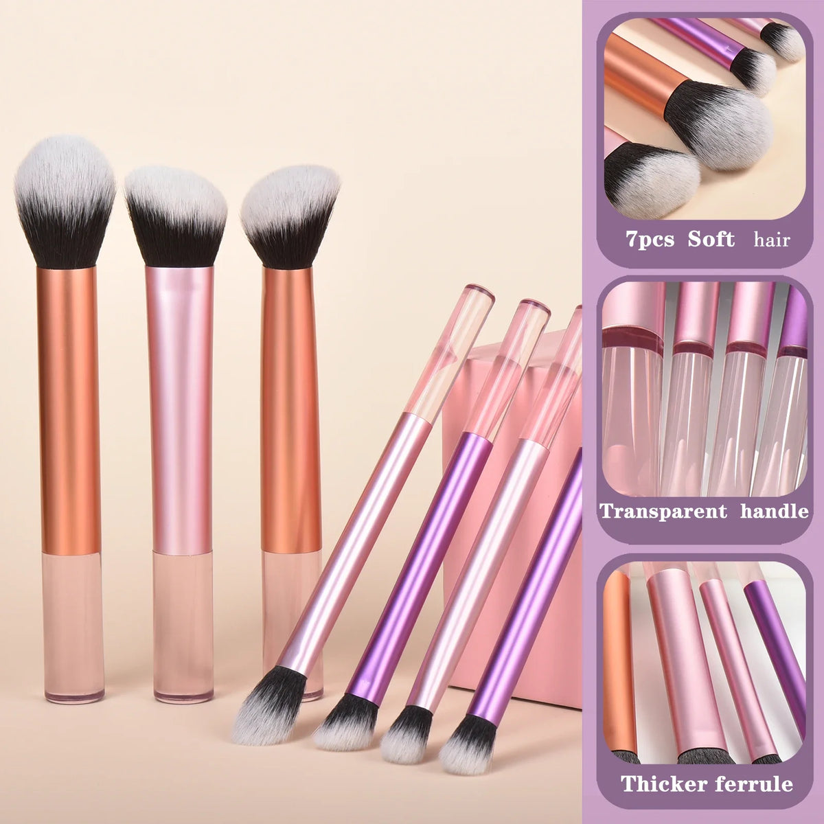 7-Piece Synthetic Makeup Brush Set | Foundation & Eye Makeup Brush Set QXL