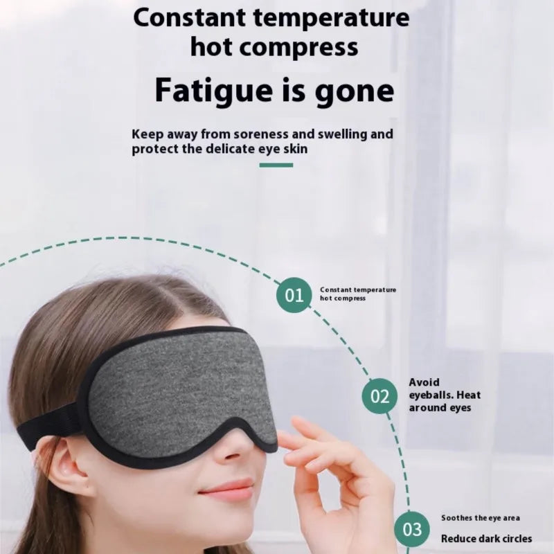 USB Heated Steam Eye Mask 3D Magnetic Sleep Warmer | Blackout Heated Eye Mask QXL