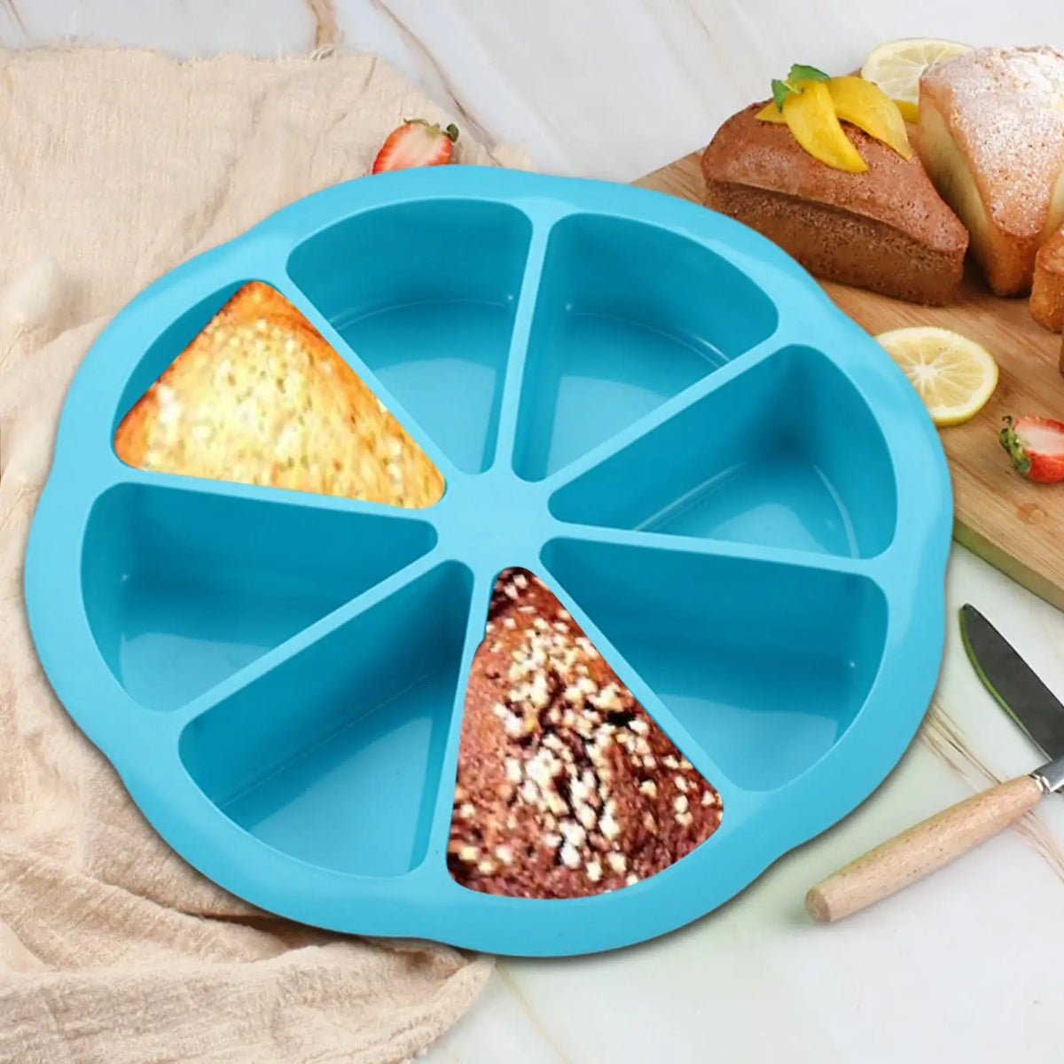 8-Hole Silicone Cake Mold | Scone, Fondant & Baking Pan Silicone Baking Mold QXL