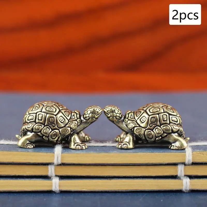 Copper Turtle Figurine | Feng Shui Tortoise Tea Pet Decor Decorative Figurine QXL A2