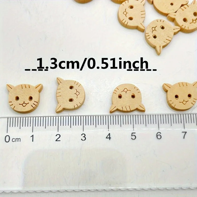 100-Pack Wooden Cat Buttons 2-Hole | Sewing & DIY Craft Craft Sewing Buttons QXL