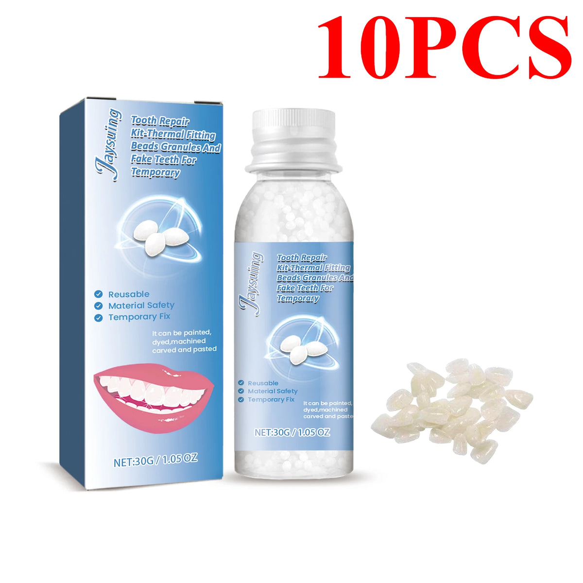 30g Moldable Temporary Tooth Repair Kit | Solid Gel Adhesive Tooth Repair Gel QXL 10PCS
