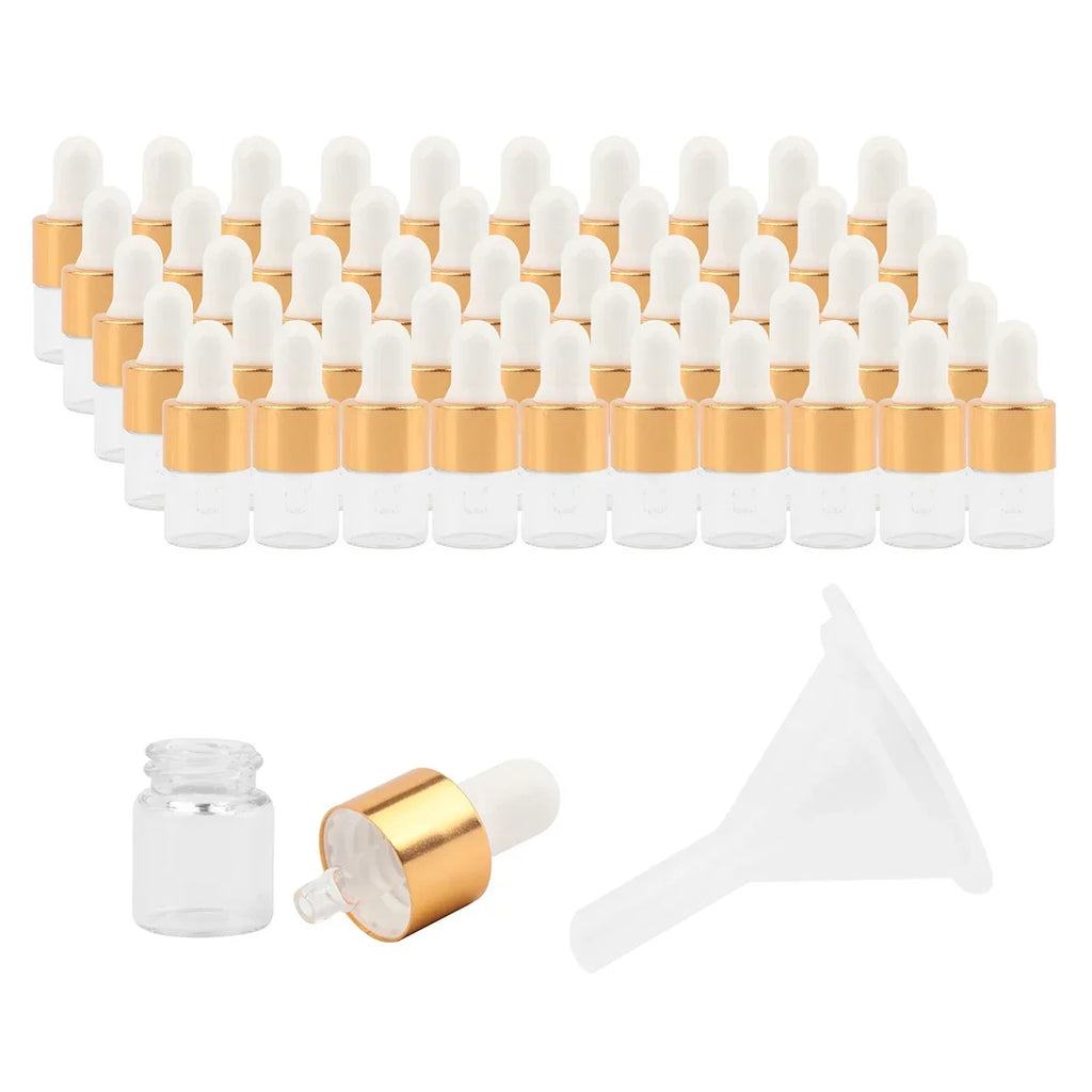 20-Pack Mini Glass Dropper Bottles 1/2/3ml – Refillable Vials Glass Dropper Bottles QXL