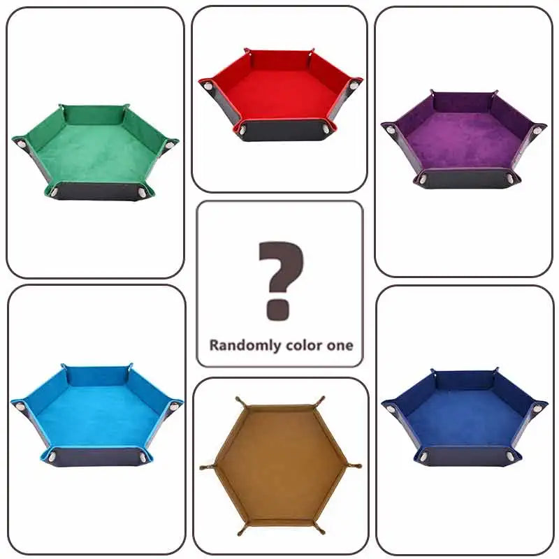 Foldable PU Leather Hexagon Dice Tray | Tabletop Game Tray Dice Rolling Tray QXL