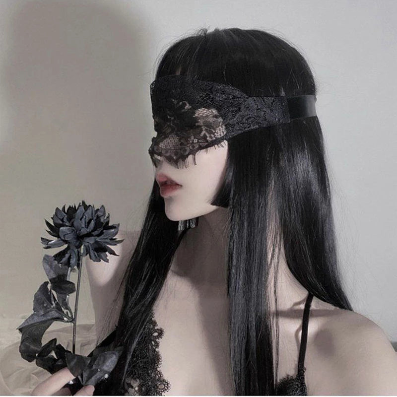 Lace Eye Patch Mask | Silk Cutout Blindfold Black & White Costume Eye Mask QXL