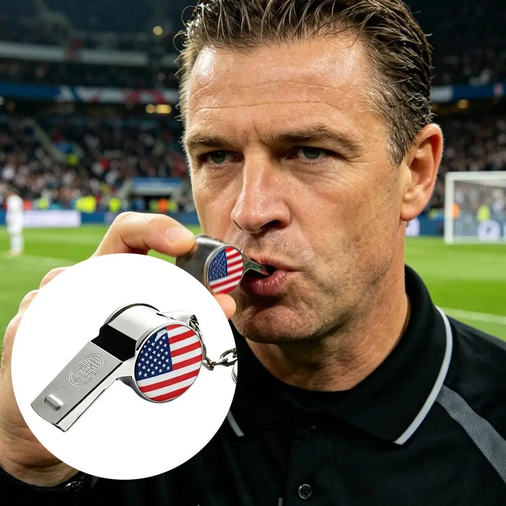 2026 World Cup Football Whistle Keychain | Metal Fan Keyring Sports Fan Keychain QXL