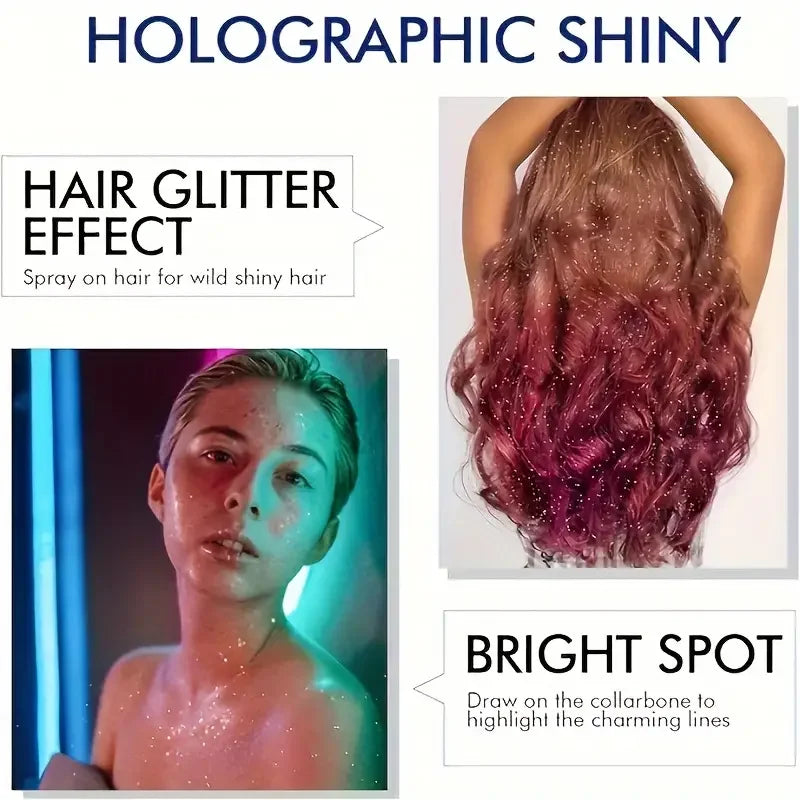 VERONNI Liquid Glitter Spray | Holographic Highlighter 80ml Body Glitter Spray QXL